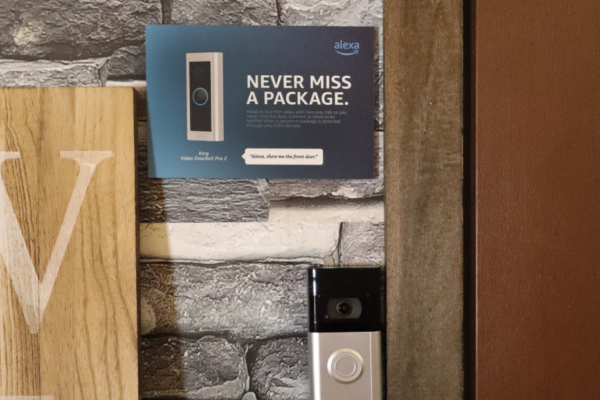 A Ring doorbell that allows you to get a video on your device when somebody rings it