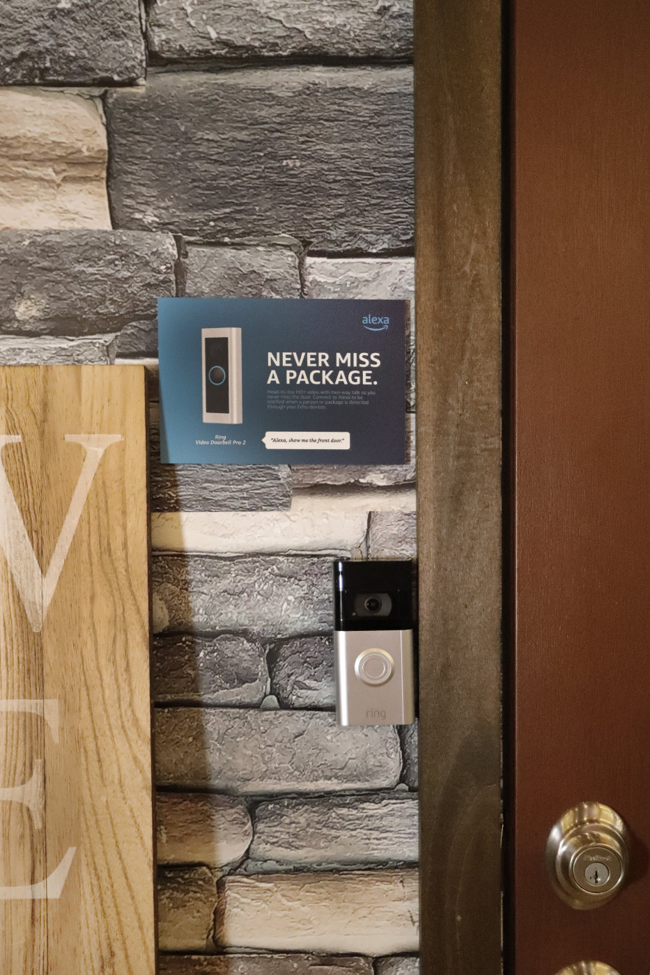 A Ring doorbell that allows you to get a video on your device when somebody rings it