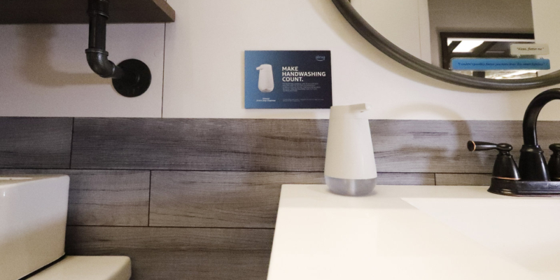 A automatic soap dispenser that tells you how long to wash your hands