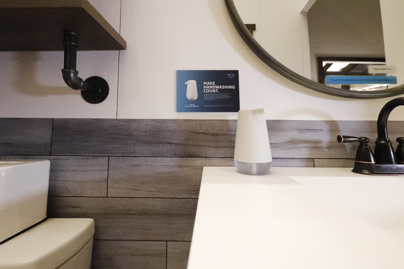 A automatic soap dispenser that tells you how long to wash your hands
