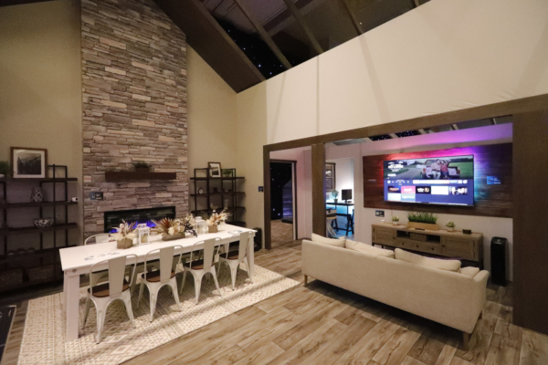 Wideshot of the dining room and entertainment area